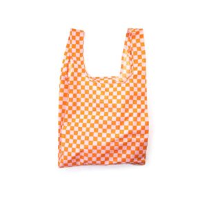 תיק קניות 100% ממוחזר Checker board כתום/ורוד