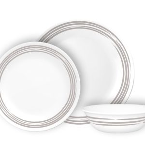 סט צלחות 12 חלקים, Brushed Silver